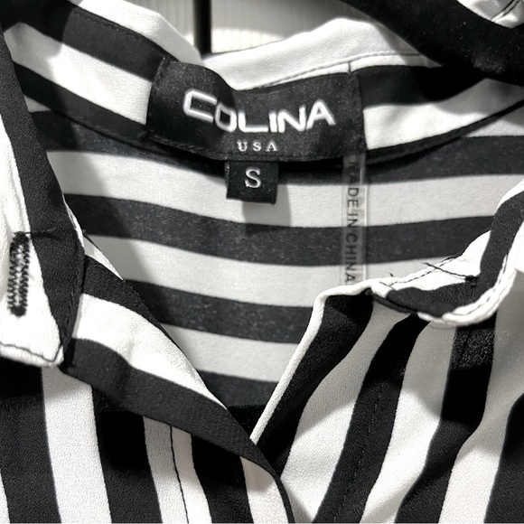 Tinas Fashion Striped Long Sleeve Button Up Blouse - Picture 8 of 9